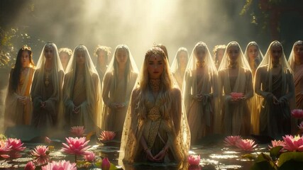 Ethereal Goddess Gathering in Serene Waters