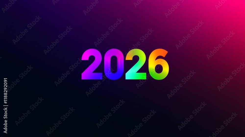 Poster vibrant 2026 gradient display on dark background