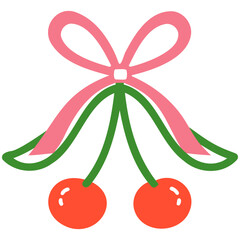 Cherry bow design with vibrant colors and playful elements