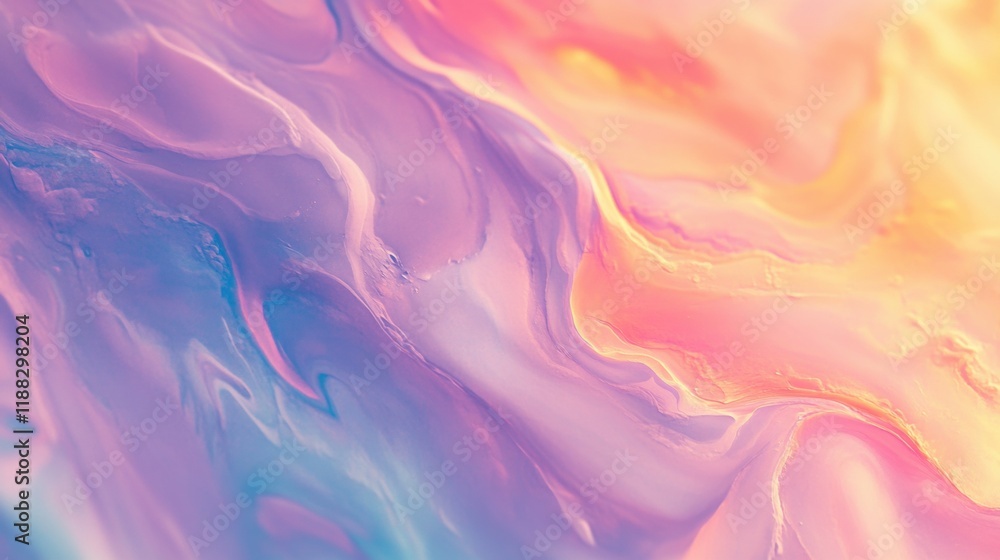 Poster pastel serenity, soothing gradient blends of soft tones and abstract shapes create a tranquil and in