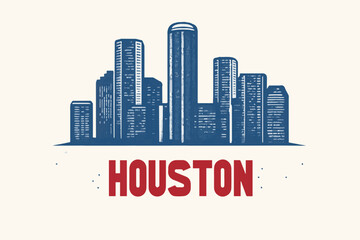 Obraz premium Skyline of Houston showcases modern architecture, vibrant colors, urban essence