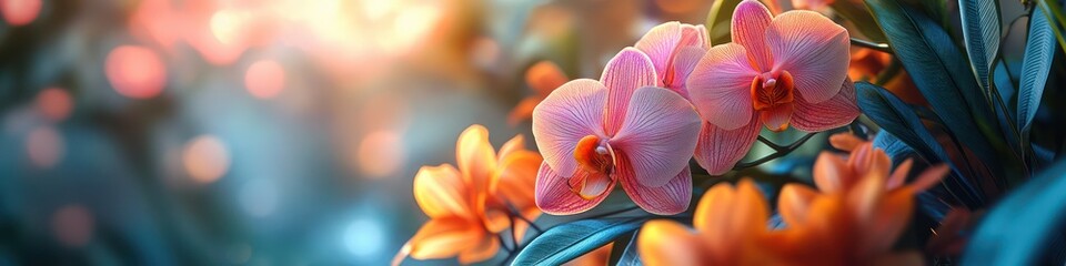 Orchid Bloom: A Symphony of Pink and Orange in Sunlight