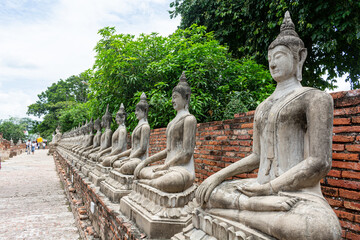Row of Buddha Statues in Wat Yai Chai Mongkhon, Ayutthaya