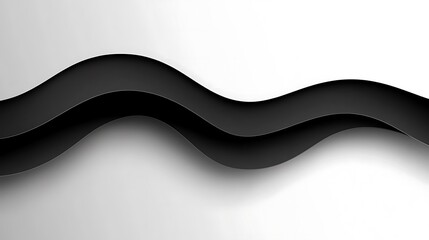 Abstract Black Waves on White Background