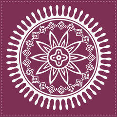 Indian Traditional and Cultural, Kolam, Rangoli, or Paisley vector line art. Bengal art India Tamil mandala Art 