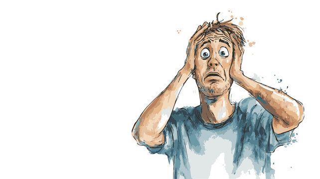 Confused Man Surrounded by Colorful Question Marks on a White Background Vector Art & Illustration by Rasel
