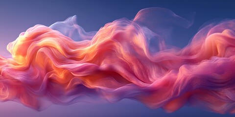 Obraz premium Pink orange abstract flowing fabric, digital art, background, design