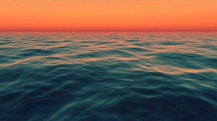 Obraz premium Tranquil Ocean Sunset, serene view of an ocean at dusk, vibrant orange and pink hues merging over gentle waves, peaceful and soothing ambiance