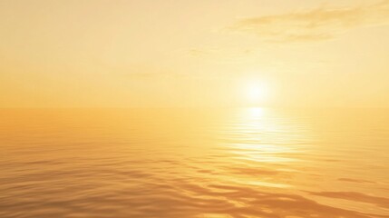 Fototapeta premium Serene Beach Sunset, golden hues reflecting on tranquil waters, peaceful horizon, ideal for relaxation and inspiration.