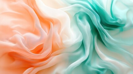 Obraz premium Pale Peach and Soft Teal Gradient. Silk minimal cool background
