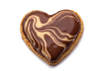 Heart shaped pastry with marbled pattern on pure white background
