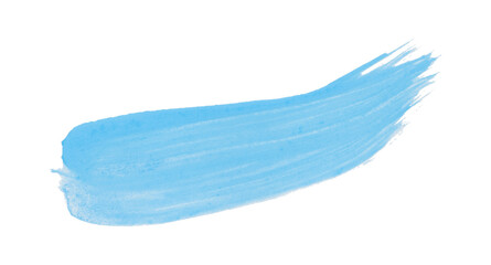Hand drawn light blue brush stroke isolated on transparent background.