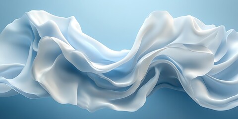 Obraz premium Flowing light blue fabric, abstract design, elegant waves, background, website banner