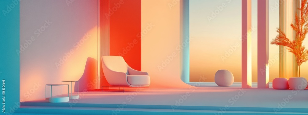 Poster serene gradient harmony, a calming aesthetic featuring seamless color transitions in a minimalist de