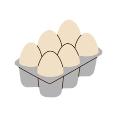 Chicken eggs in carton box. Organic farm chicken eggs. Vector illustration.