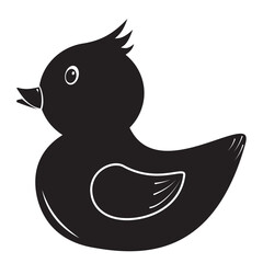 A rubber duck. A children's bathing toy. Inflatable cute duck stencil icon. A separate illustration.