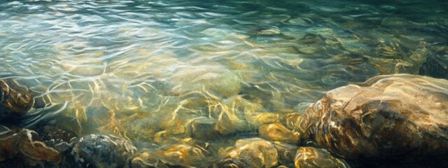 Gentle Water Ripples, a tranquil surface reflecting subtle movements and organic variations in texture and color.
