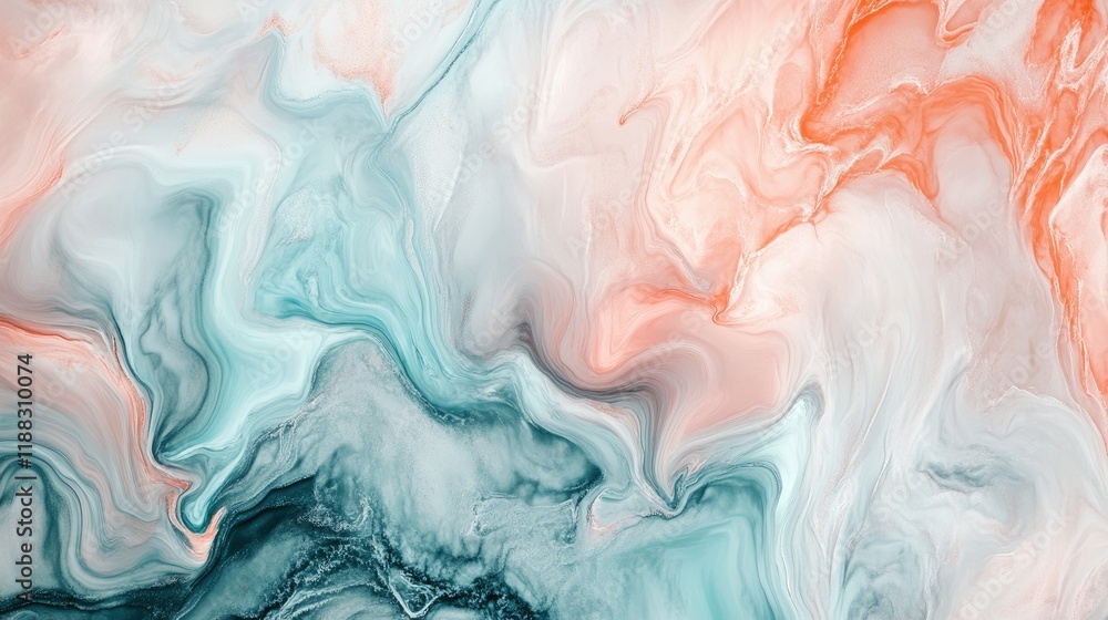 Poster abstract composition of flowing pastel waves, creating a dreamy and soothing visual with space for t