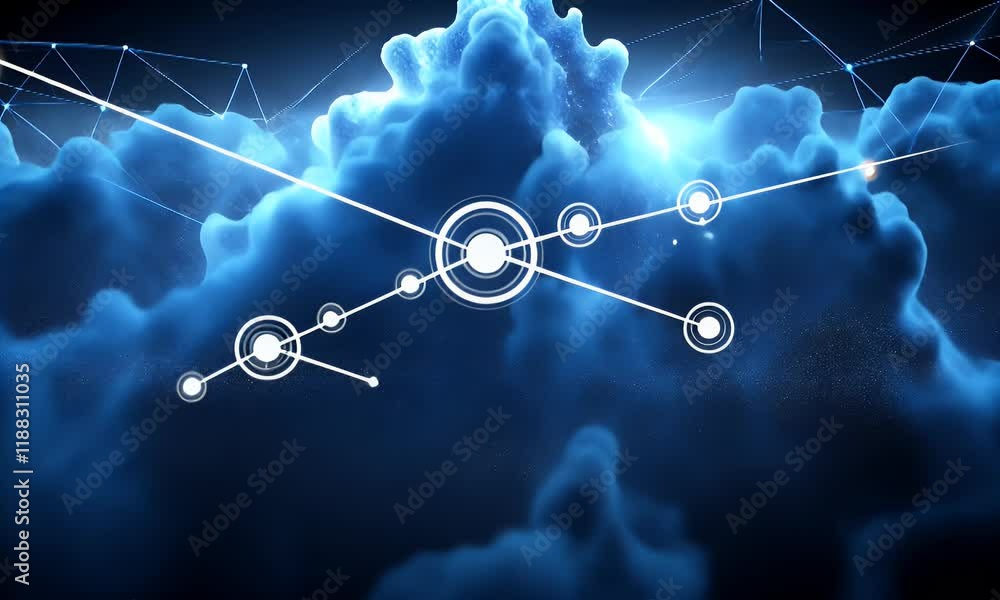 Poster cloud computing network connections, digital data, abstract background