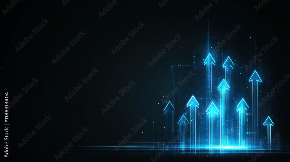 Aufkleber abstract glowing blue arrows pointing upward in a dynamic and futuristic background