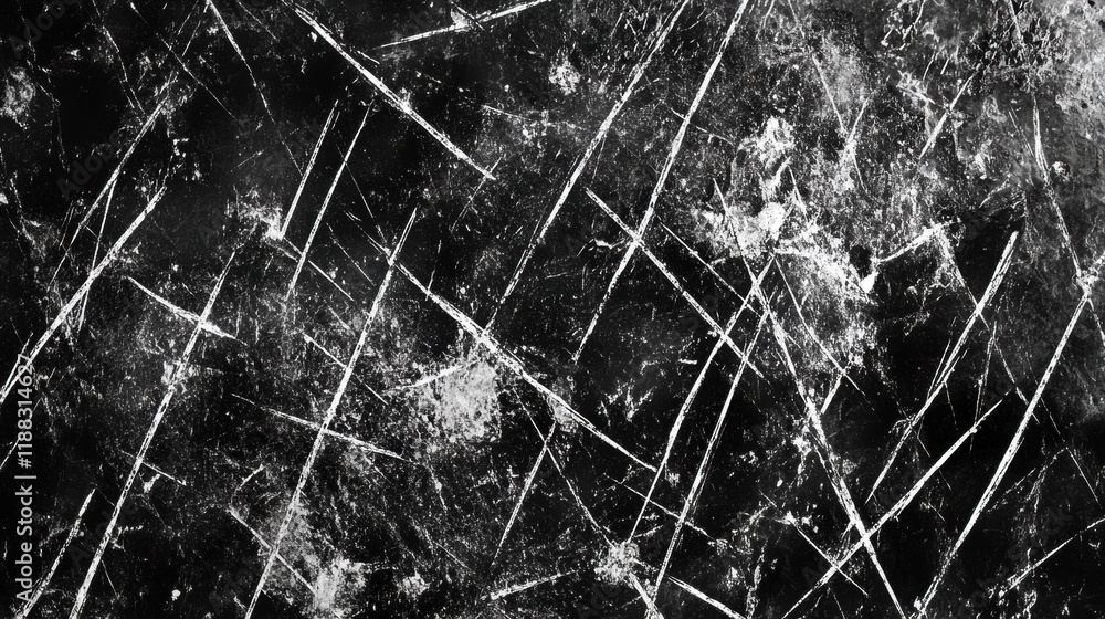 Poster dynamic noise texture, chaotic patterns, grainy appearance, disrupted surfaces, engaging visual comp