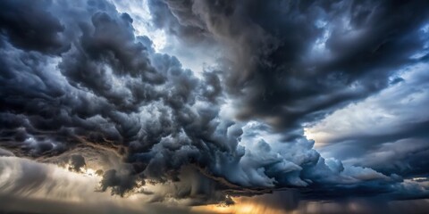 Dark stormy sky with towering clouds, ominousclouds, nature