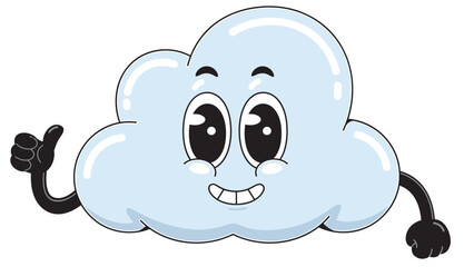Cute Cartoon Cloud Character with Thumbs Up