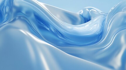 Abstract Blue Liquid Waves Flowing Smoothly