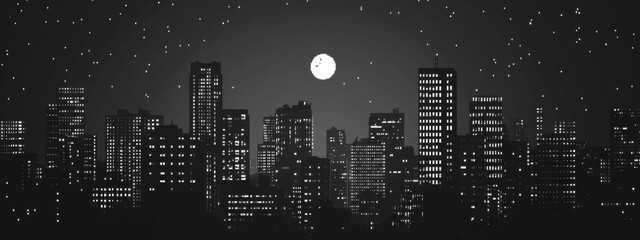 Vibrant city skyline at dusk, soaring skyscrapers illuminated by neon lights, bustling streets radiating energy and life