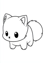 Obraz premium Adorable Cartoon Kitten Drawing Cute Pet Illustration Kawaii Style Animal Design