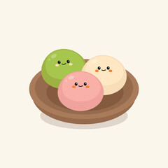 Cute Hand Drawn Mochi Vector Illustration