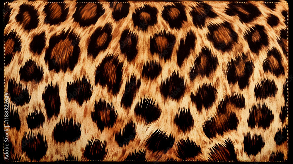 Poster close-up view of leopard print fabric displays intricate details and textures vividly.
