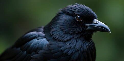 Close-up of a black bird's feathers with fluffy texture and soft lighting, bird wing, fluffy feather