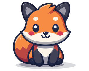 Naklejka premium Cute fox cartoon icon. Animal zoo life nature and fauna theme. Colorful design. Vector illustration.