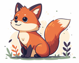 Obraz premium Cute fox cartoon icon. Animal zoo life nature and fauna theme. Colorful design. Vector illustration.