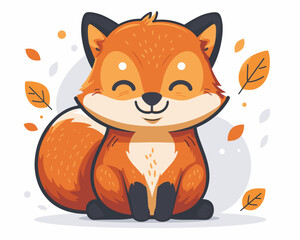 Obraz premium Cute red fox. Vector illustration of a cartoon character