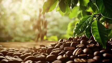many coffee beans on a dark background.coffee beans