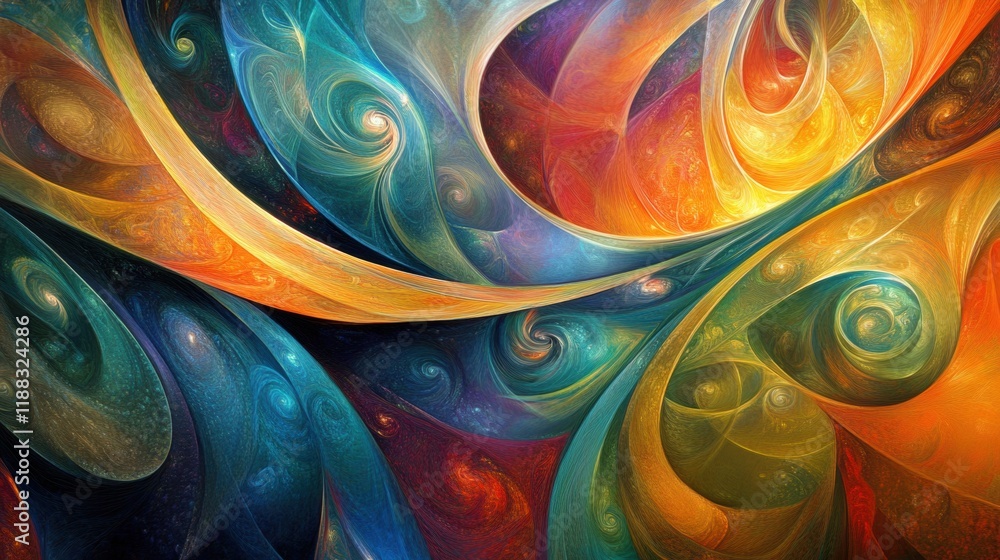 Aufkleber vibrant swirl, a dynamic abstract design featuring colorful shapes in fluid motion, perfect for enri