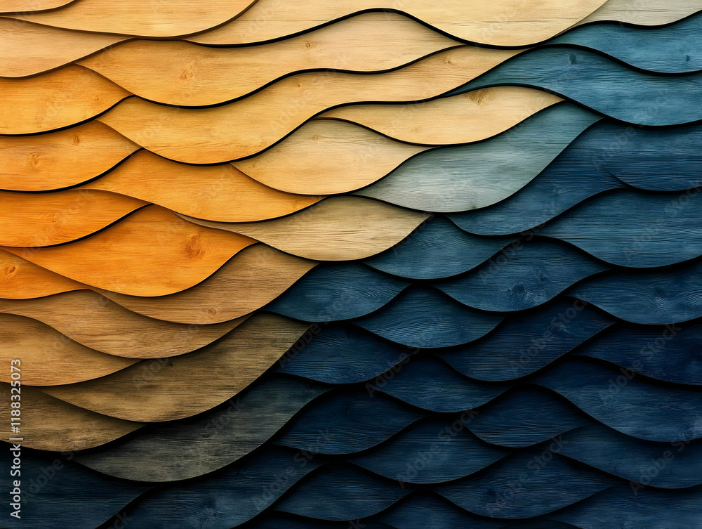Poster 3d wooden wave pattern background shows abstract textured design elements beautifully