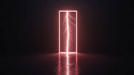 3D graphic of luminous lightning striking a black backdrop, leaving ample room for text. 