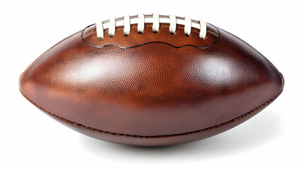 Classic Leather Football Rests on White Background, Ready for Game Day Action