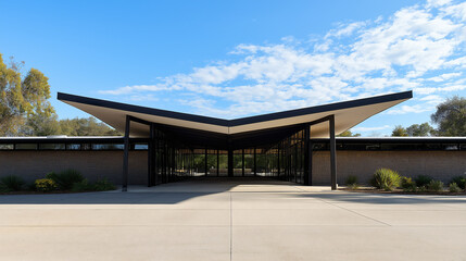 Fototapeta premium Modern architecture of bungalow with garden 