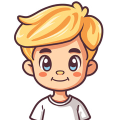 Obraz premium Cute Boy Smiling and Looking at the Camera Cartoon Vector Illustration.