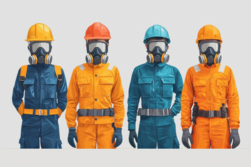 Fototapeta premium Group of people wearing protective gear in a safety environment engaged in activity teamwork collaboration health and safety industrial safety workplace safety essentials
