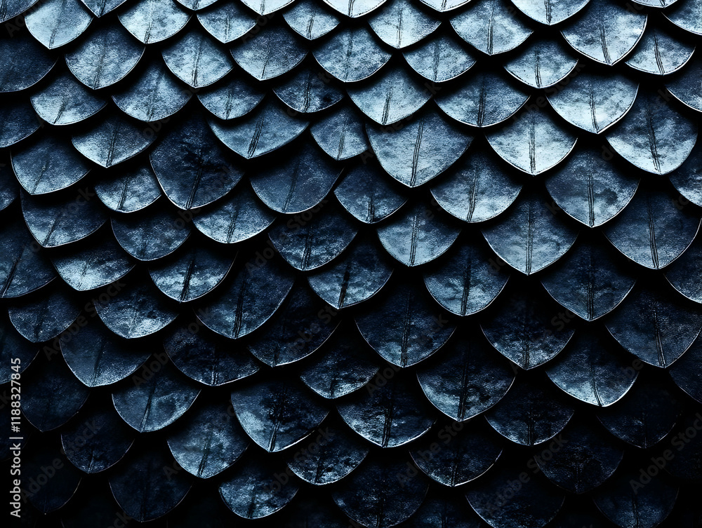 Aufkleber dark blue scales form an intricate and textured pattern close-up