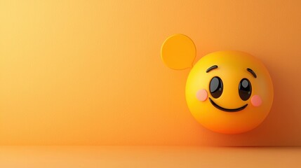 A whimsical representation of a shy emoji peeking out from behind a speech bubble. 