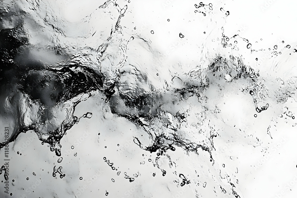 Aufkleber dynamic water splashes and ripples create an abstract liquid texture in monochrome