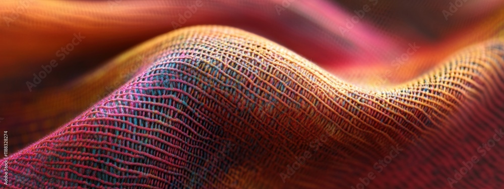 Poster intricate fabric weave, detailed close-up showcasing rich textures and complex patterns, emphasizing