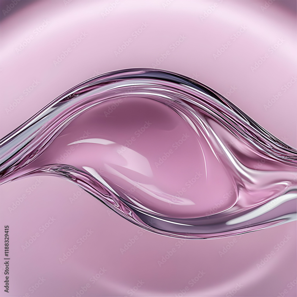 Poster abstract 3d render of a flowing pink liquid wave elegantly curves against a soft background.