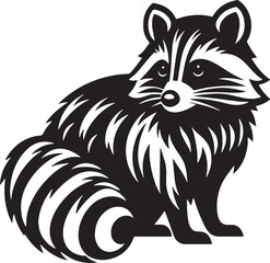 Raccoon Silhouette line art vector illustration on white background